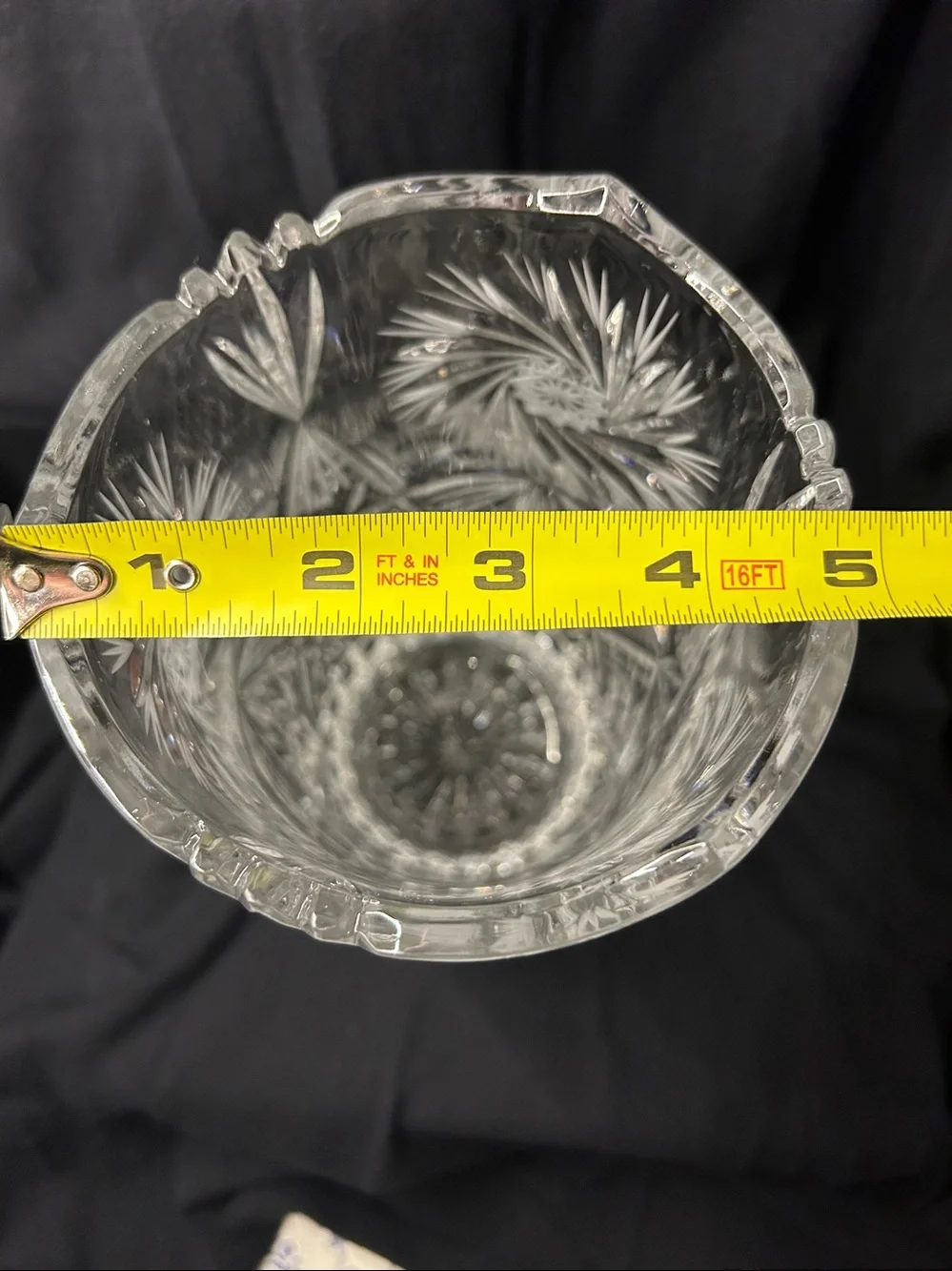 Cut Crystal Etched Vase - Clear Starburst Design